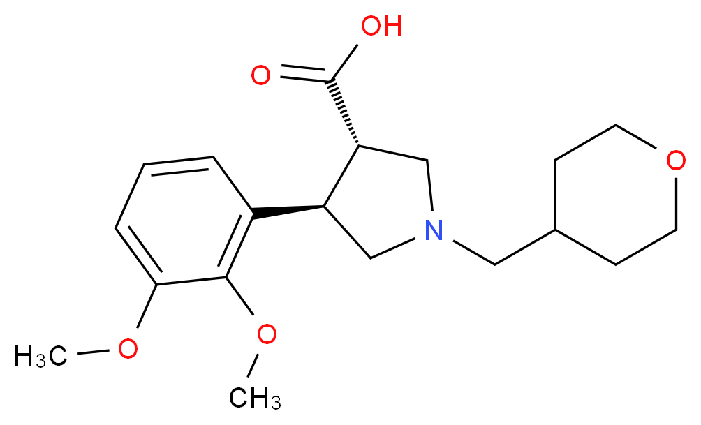 (3S*,4R*)-4-(2,3-dimethoxyphenyl)-1-(tetrahydro-2H-pyran-4-ylmethyl)-3-pyrrolidinecarboxylic acid_分子结构_CAS_)