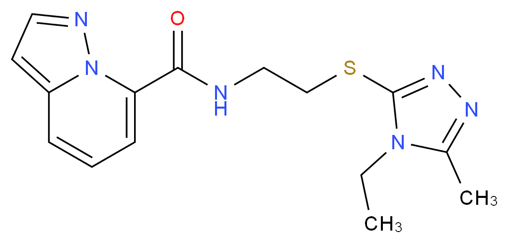 N-{2-[(4-ethyl-5-methyl-4H-1,2,4-triazol-3-yl)thio]ethyl}pyrazolo[1,5-a]pyridine-7-carboxamide_分子结构_CAS_)