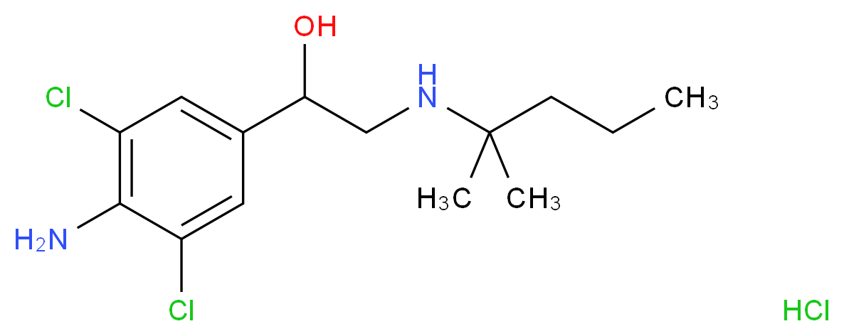 1-(4-amino-3,5-dichlorophenyl)-2-[(2-methylpentan-2-yl)amino]ethan-1-ol hydrochloride_分子结构_CAS_157877-79-7