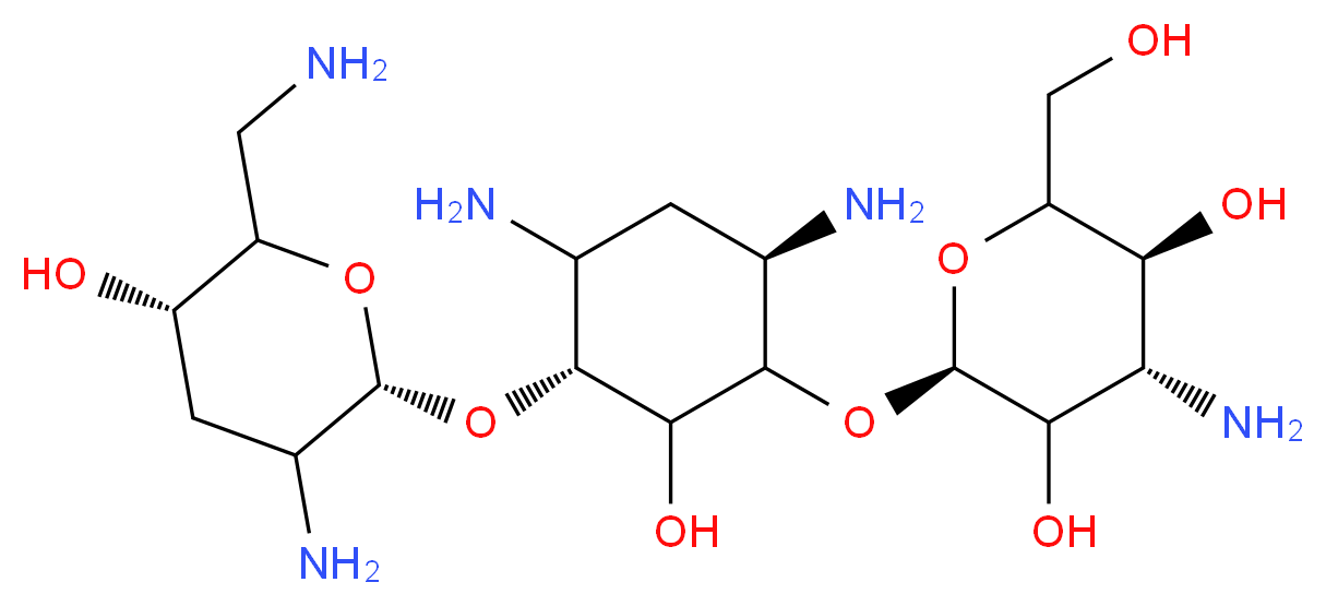 (2S,4S,5S)-4-amino-2-{[(3R,6R)-4,6-diamino-3-{[(2R,5S)-3-amino-6-(aminomethyl)-5-hydroxyoxan-2-yl]oxy}-2-hydroxycyclohexyl]oxy}-6-(hydroxymethyl)oxane-3,5-diol_分子结构_CAS_32986-56-4