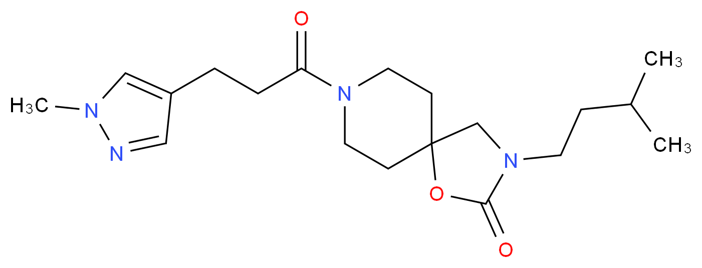3-(3-methylbutyl)-8-[3-(1-methyl-1H-pyrazol-4-yl)propanoyl]-1-oxa-3,8-diazaspiro[4.5]decan-2-one_分子结构_CAS_)