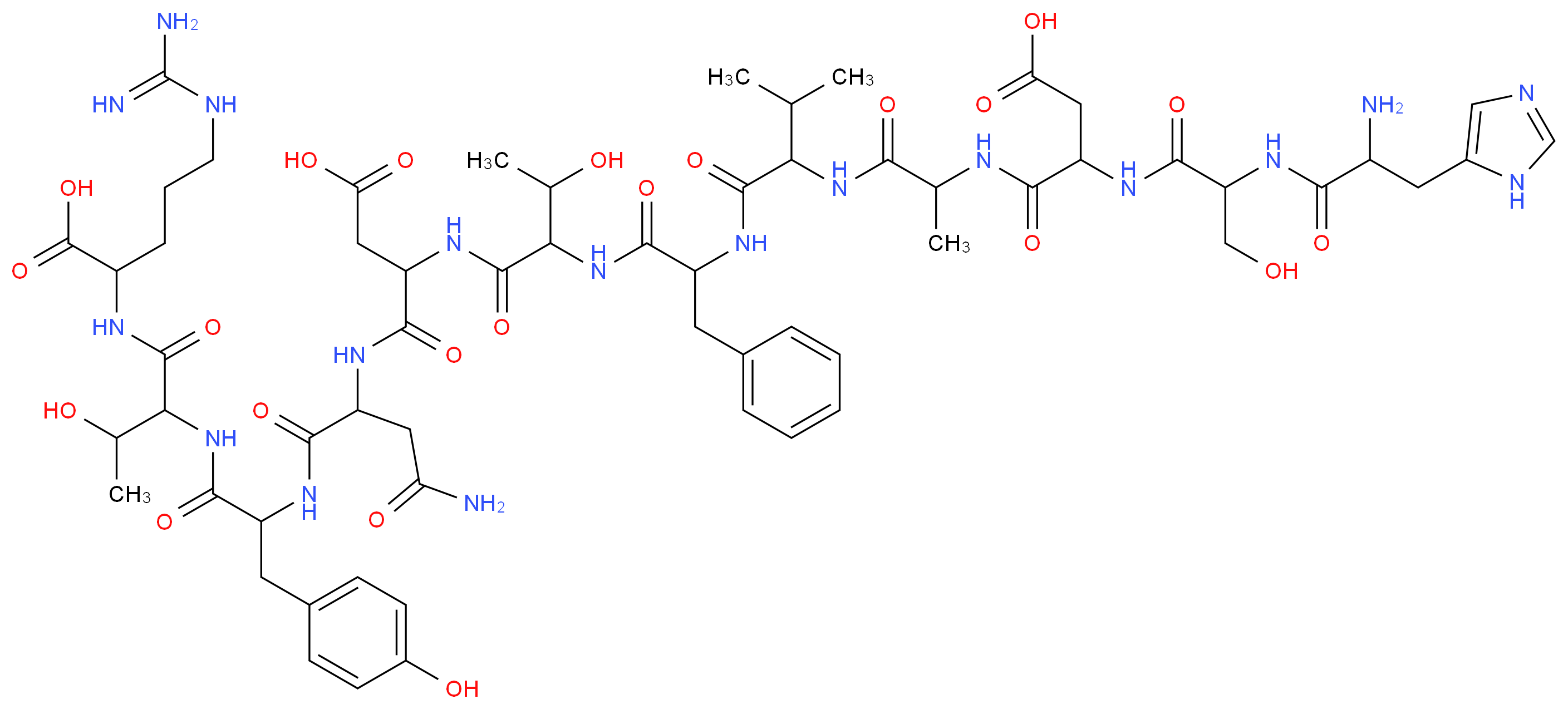 2-{2-[2-(2-{2-[2-(2-{2-[2-(2-{2-[2-amino-3-(1H-imidazol-5-yl)propanamido]-3-hydroxypropanamido}-3-carboxypropanamido)propanamido]-3-methylbutanamido}-3-phenylpropanamido)-3-hydroxybutanamido]-3-carboxypropanamido}-3-carbamoylpropanamido)-3-(4-hydroxyphenyl)propanamido]-3-hydroxybutanamido}-5-carbamimidamidopentanoic acid_分子结构_CAS_120928-03-2