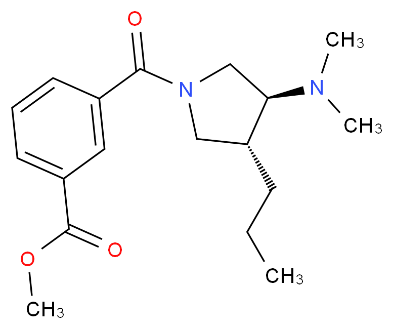 methyl 3-{[(3S*,4R*)-3-(dimethylamino)-4-propyl-1-pyrrolidinyl]carbonyl}benzoate_分子结构_CAS_)