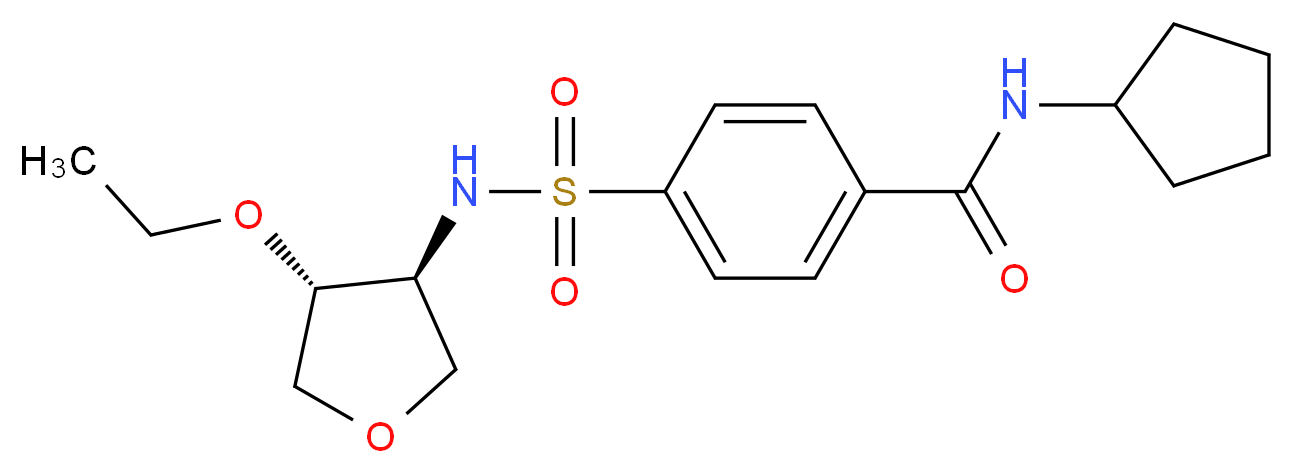 N-cyclopentyl-4-({[(3S*,4R*)-4-ethoxytetrahydro-3-furanyl]amino}sulfonyl)benzamide_分子结构_CAS_)
