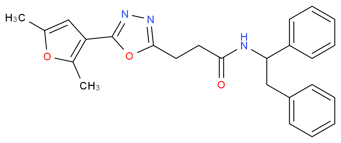 3-[5-(2,5-dimethyl-3-furyl)-1,3,4-oxadiazol-2-yl]-N-(1,2-diphenylethyl)propanamide_分子结构_CAS_)