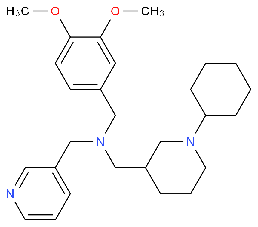 1-(1-cyclohexyl-3-piperidinyl)-N-(3,4-dimethoxybenzyl)-N-(3-pyridinylmethyl)methanamine_分子结构_CAS_)