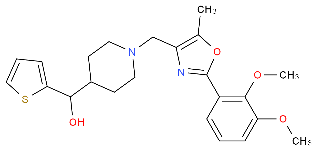 (1-{[2-(2,3-dimethoxyphenyl)-5-methyl-1,3-oxazol-4-yl]methyl}-4-piperidinyl)(2-thienyl)methanol_分子结构_CAS_)