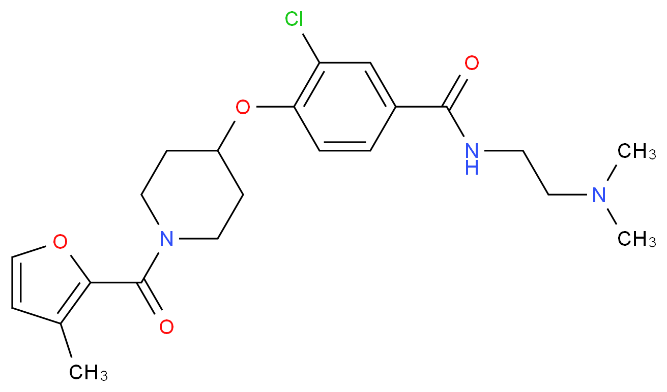 3-chloro-N-[2-(dimethylamino)ethyl]-4-{[1-(3-methyl-2-furoyl)-4-piperidinyl]oxy}benzamide_分子结构_CAS_)