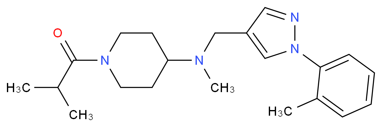 1-isobutyryl-N-methyl-N-{[1-(2-methylphenyl)-1H-pyrazol-4-yl]methyl}piperidin-4-amine_分子结构_CAS_)