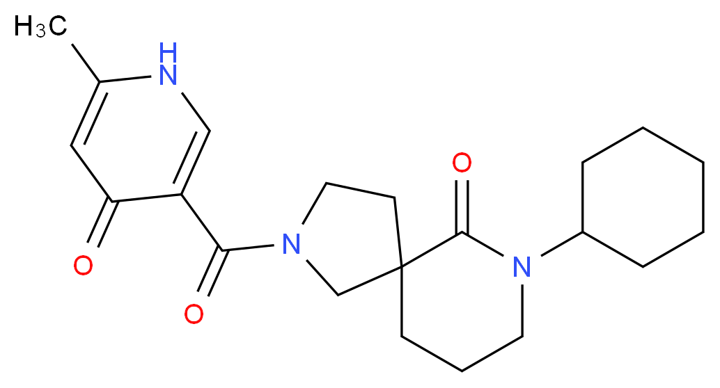 7-cyclohexyl-2-[(6-methyl-4-oxo-1,4-dihydropyridin-3-yl)carbonyl]-2,7-diazaspiro[4.5]decan-6-one_分子结构_CAS_)