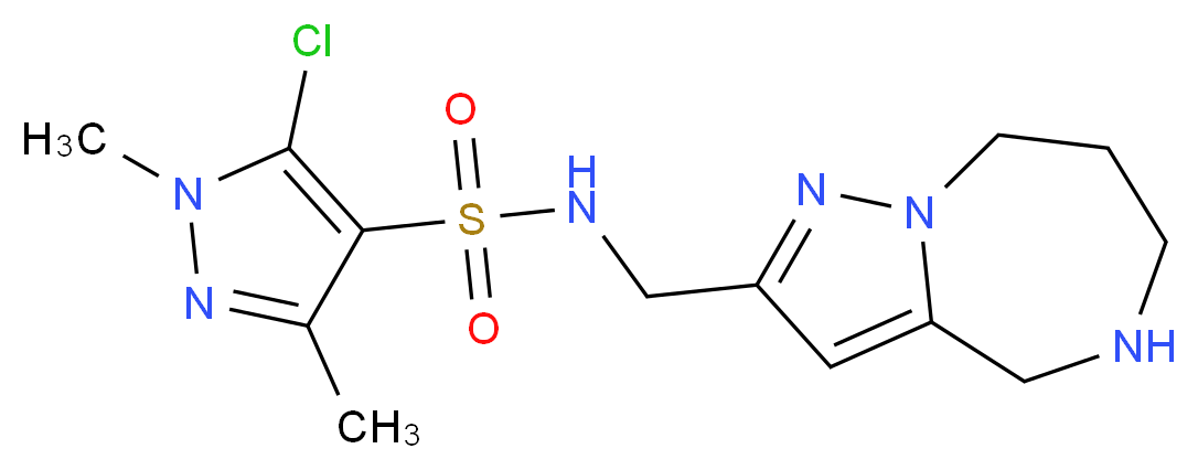 5-chloro-1,3-dimethyl-N-(5,6,7,8-tetrahydro-4H-pyrazolo[1,5-a][1,4]diazepin-2-ylmethyl)-1H-pyrazole-4-sulfonamide_分子结构_CAS_)