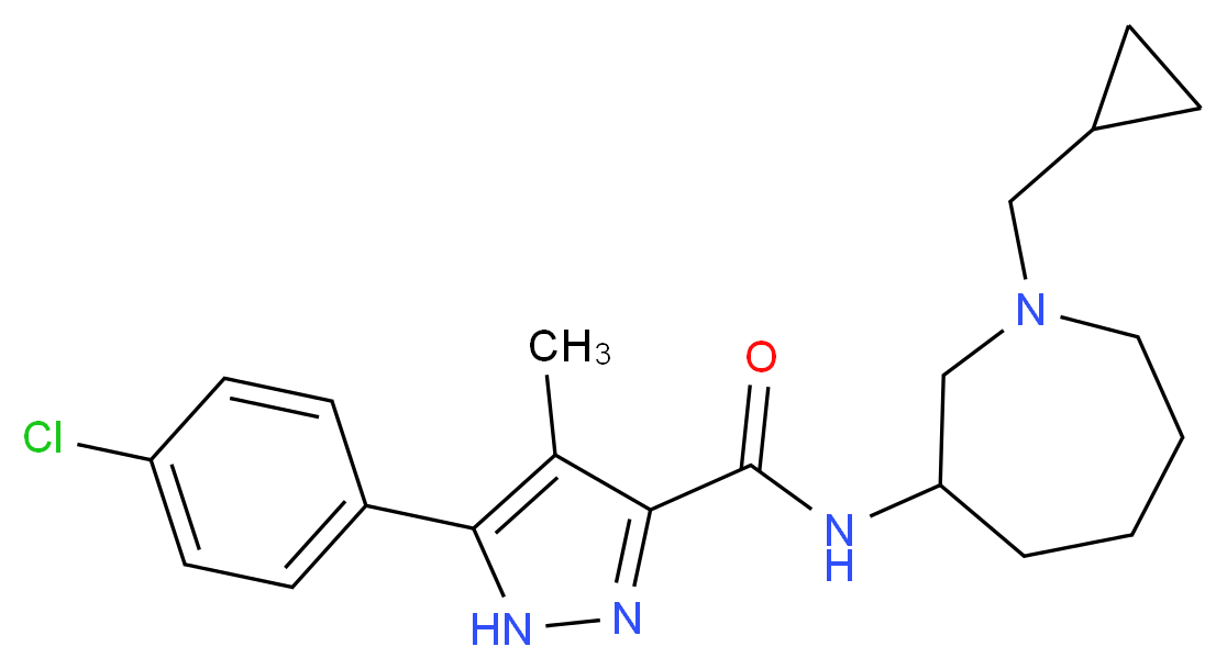 5-(4-chlorophenyl)-N-[1-(cyclopropylmethyl)azepan-3-yl]-4-methyl-1H-pyrazole-3-carboxamide_分子结构_CAS_)