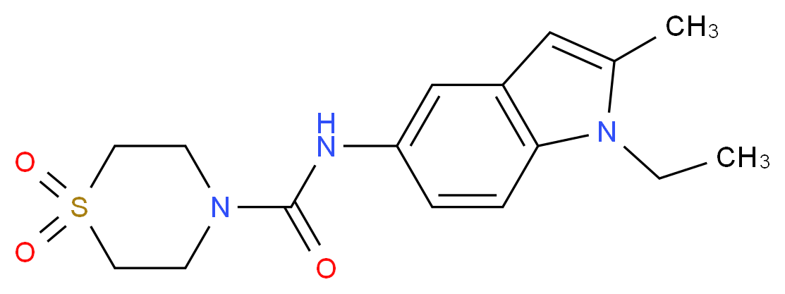 N-(1-ethyl-2-methyl-1H-indol-5-yl)thiomorpholine-4-carboxamide 1,1-dioxide_分子结构_CAS_)