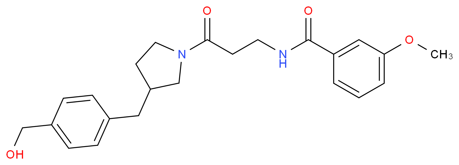 N-(3-{3-[4-(hydroxymethyl)benzyl]pyrrolidin-1-yl}-3-oxopropyl)-3-methoxybenzamide (non-preferred name)_分子结构_CAS_)
