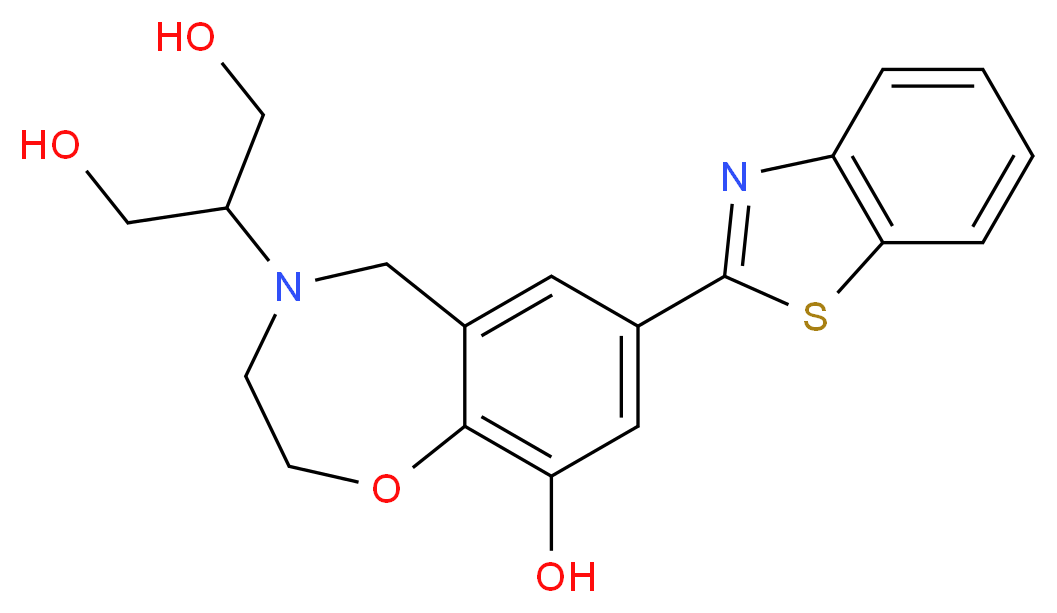 2-[7-(1,3-benzothiazol-2-yl)-9-hydroxy-2,3-dihydro-1,4-benzoxazepin-4(5H)-yl]propane-1,3-diol_分子结构_CAS_)