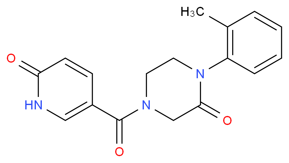 1-(2-methylphenyl)-4-[(6-oxo-1,6-dihydro-3-pyridinyl)carbonyl]-2-piperazinone_分子结构_CAS_)