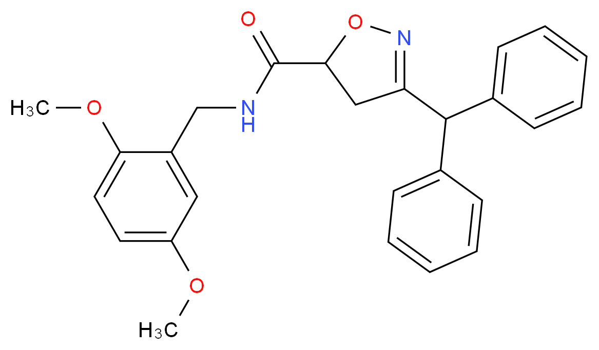 N-(2,5-dimethoxybenzyl)-3-(diphenylmethyl)-4,5-dihydro-5-isoxazolecarboxamide_分子结构_CAS_)