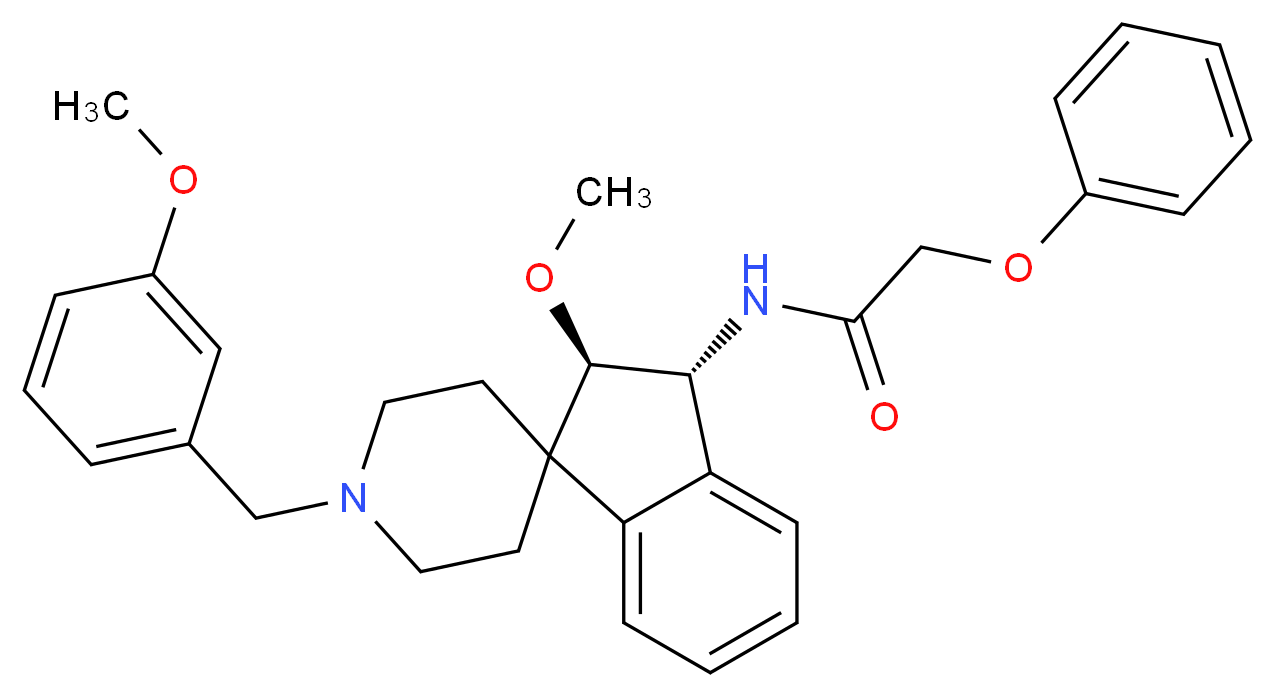 N-[(2R*,3R*)-2-methoxy-1'-(3-methoxybenzyl)-2,3-dihydrospiro[indene-1,4'-piperidin]-3-yl]-2-phenoxyacetamide_分子结构_CAS_)