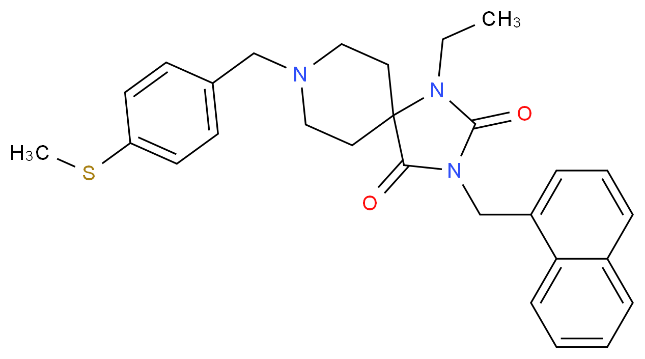 1-ethyl-8-[4-(methylthio)benzyl]-3-(1-naphthylmethyl)-1,3,8-triazaspiro[4.5]decane-2,4-dione_分子结构_CAS_)
