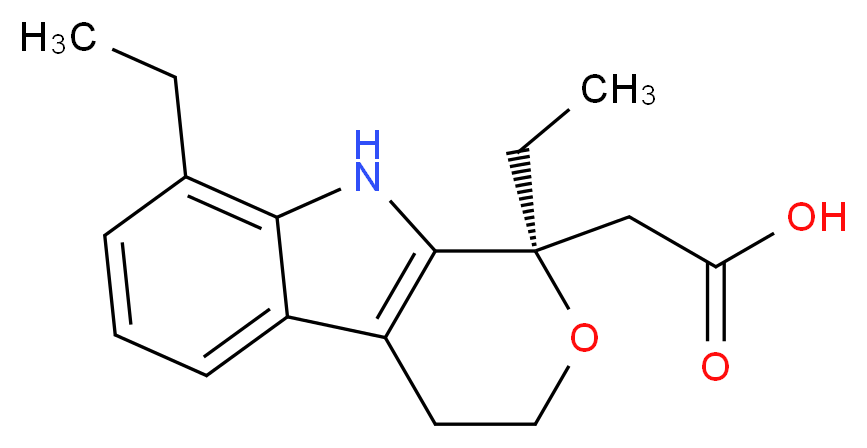 1,8-Diethyl-1,3,4,9-tetrahydropyrano[3,4-b]indole-1-acetic acid_分子结构_CAS_41340-25-4)