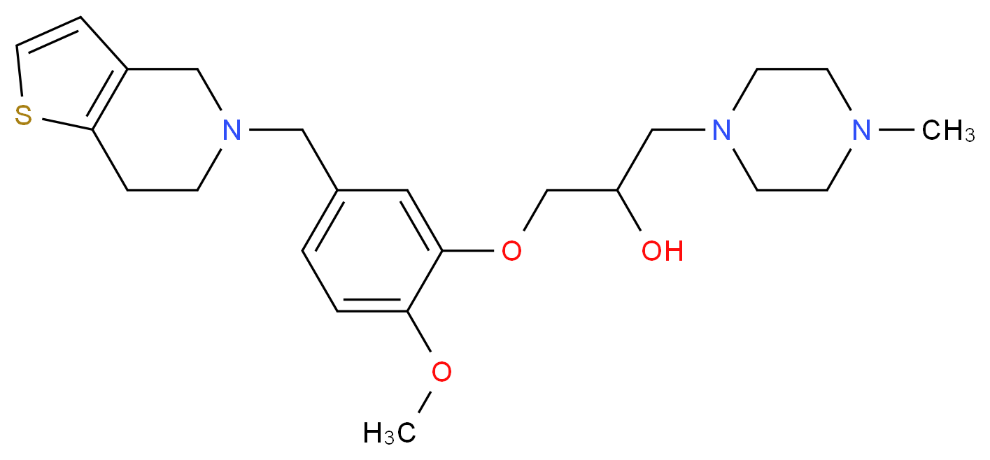 1-[5-(6,7-dihydrothieno[3,2-c]pyridin-5(4H)-ylmethyl)-2-methoxyphenoxy]-3-(4-methyl-1-piperazinyl)-2-propanol_分子结构_CAS_)