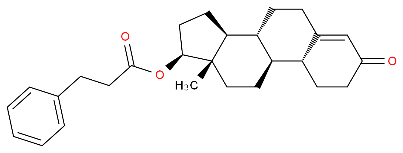 (1S,2R,10R,11S,14S,15S)-15-methyl-5-oxotetracyclo[8.7.0.0<sup>2</sup>,<sup>7</sup>.0<sup>1</sup><sup>1</sup>,<sup>1</sup><sup>5</sup>]heptadec-6-en-14-yl 3-phenylpropanoate_分子结构_CAS_434-22-0