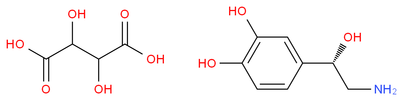 2,3-dihydroxybutanedioic acid; 4-[(1R)-2-amino-1-hydroxyethyl]benzene-1,2-diol_分子结构_CAS_51-40-1