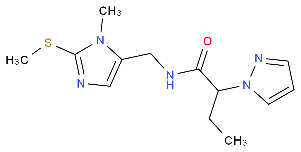 N-{[1-methyl-2-(methylthio)-1H-imidazol-5-yl]methyl}-2-(1H-pyrazol-1-yl)butanamide_分子结构_CAS_)