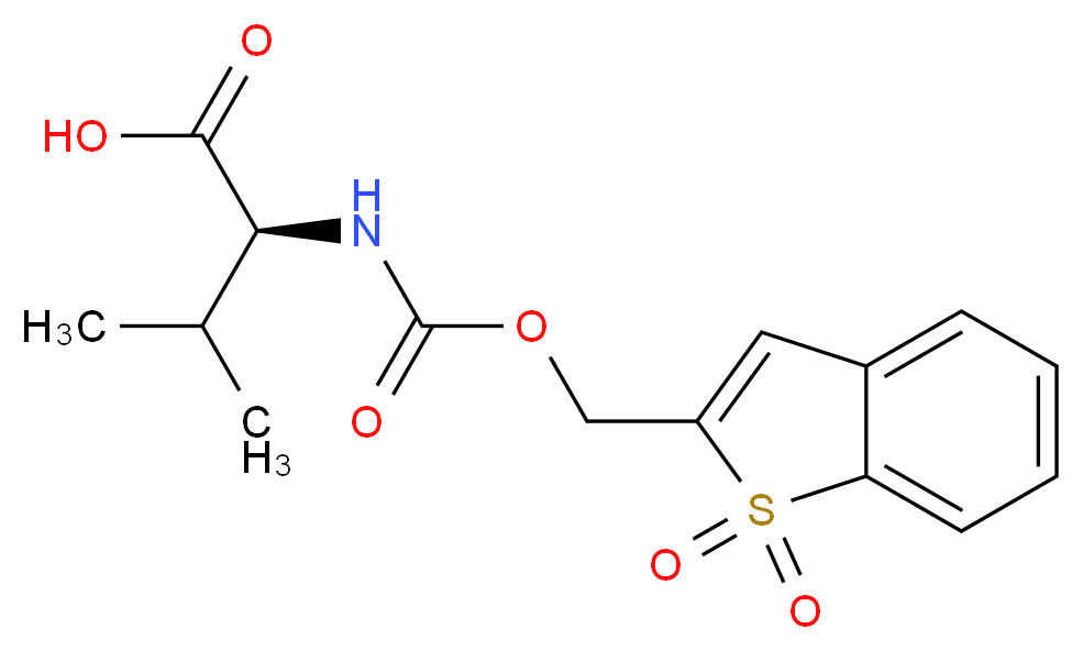 (2S)-2-({[(1,1-dioxo-1λ<sup>6</sup>-benzothiophen-2-yl)methoxy]carbonyl}amino)-3-methylbutanoic acid_分子结构_CAS_197245-17-3