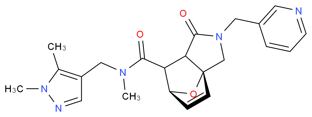(3aR*,6S*)-N-[(1,5-dimethyl-1H-pyrazol-4-yl)methyl]-N-methyl-1-oxo-2-(pyridin-3-ylmethyl)-1,2,3,6,7,7a-hexahydro-3a,6-epoxyisoindole-7-carboxamide_分子结构_CAS_)