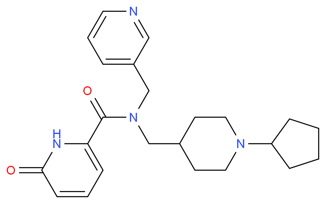N-[(1-cyclopentylpiperidin-4-yl)methyl]-6-oxo-N-(pyridin-3-ylmethyl)-1,6-dihydropyridine-2-carboxamide_分子结构_CAS_)