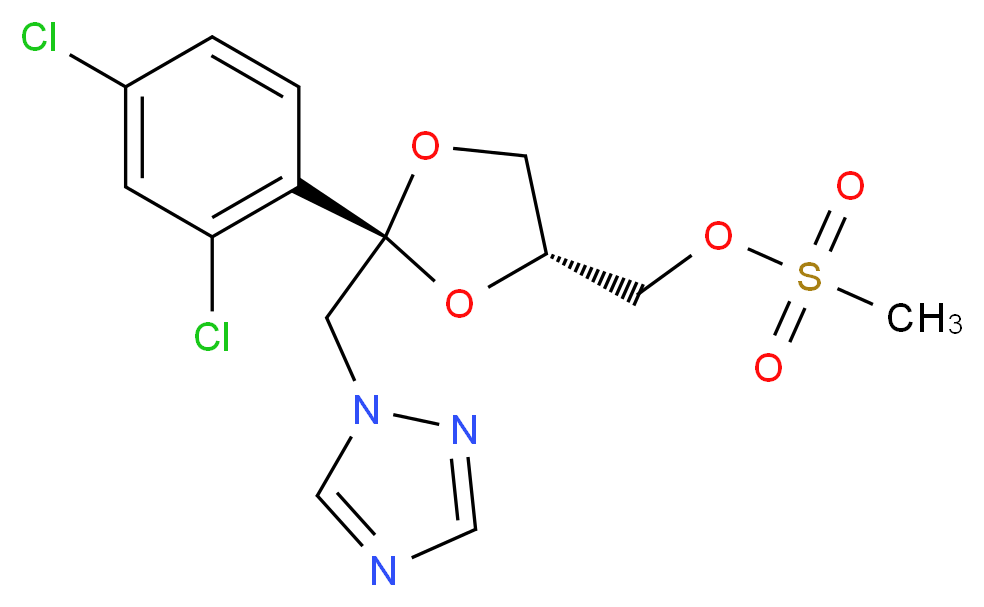 [(2R,4R)-2-(2,4-dichlorophenyl)-2-(1H-1,2,4-triazol-1-ylmethyl)-1,3-dioxolan-4-yl]methyl methanesulfonate_分子结构_CAS_67914-86-7