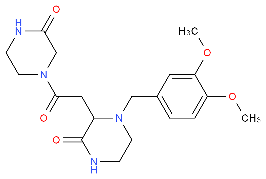 4-(3,4-dimethoxybenzyl)-3-[2-oxo-2-(3-oxo-1-piperazinyl)ethyl]-2-piperazinone_分子结构_CAS_)