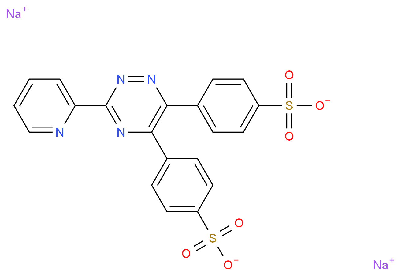 disodium 4-[3-(pyridin-2-yl)-5-(4-sulfonatophenyl)-1,2,4-triazin-6-yl]benzene-1-sulfonate_分子结构_CAS_28048-33-1