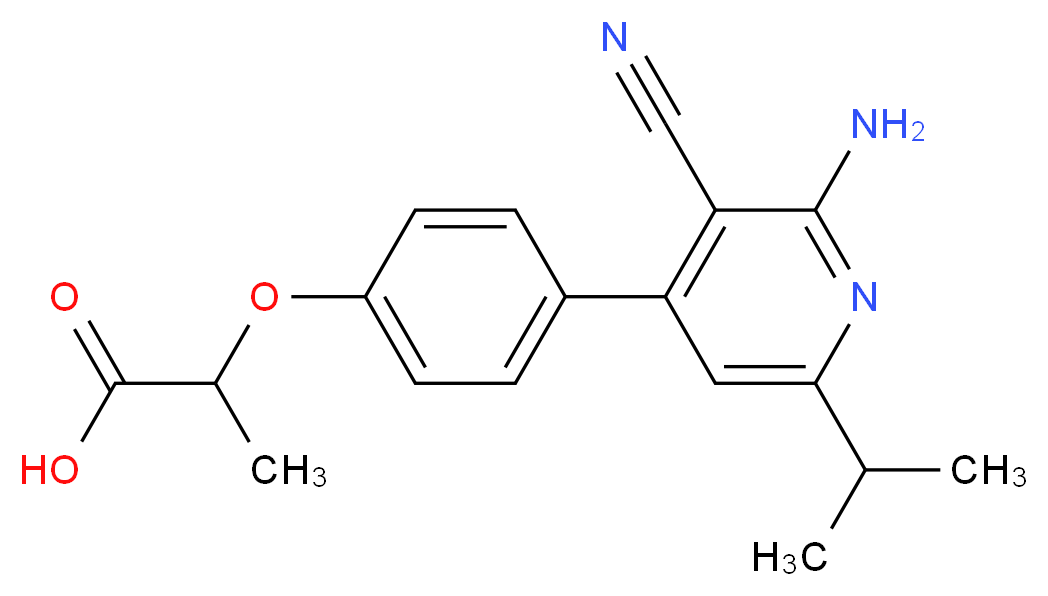 2-[4-(2-amino-3-cyano-6-isopropylpyridin-4-yl)phenoxy]propanoic acid_分子结构_CAS_)