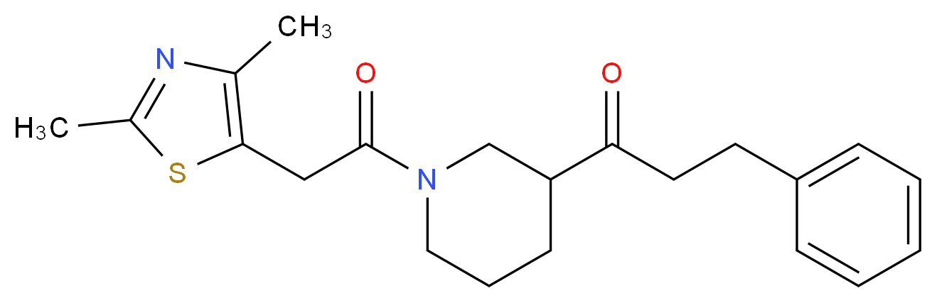 1-{1-[(2,4-dimethyl-1,3-thiazol-5-yl)acetyl]-3-piperidinyl}-3-phenyl-1-propanone_分子结构_CAS_)