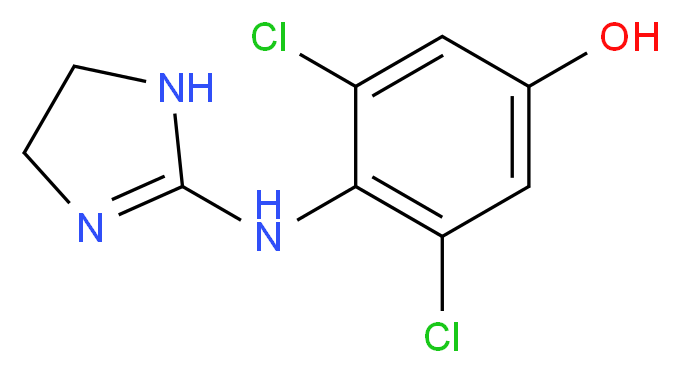 3,5-dichloro-4-[(4,5-dihydro-1H-imidazol-2-yl)amino]phenol_分子结构_CAS_57101-48-1