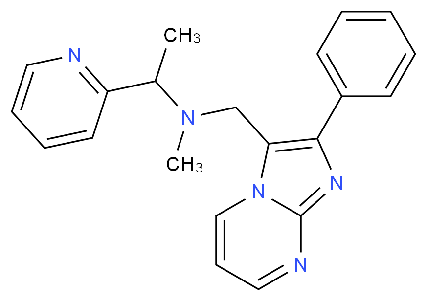 N-methyl-N-[(2-phenylimidazo[1,2-a]pyrimidin-3-yl)methyl]-1-pyridin-2-ylethanamine_分子结构_CAS_)