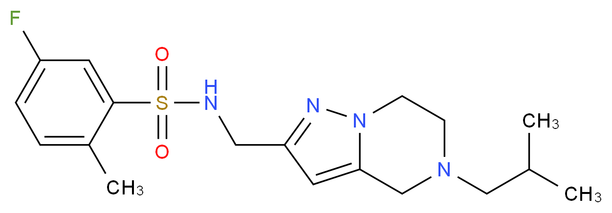 5-fluoro-N-[(5-isobutyl-4,5,6,7-tetrahydropyrazolo[1,5-a]pyrazin-2-yl)methyl]-2-methylbenzenesulfonamide_分子结构_CAS_)