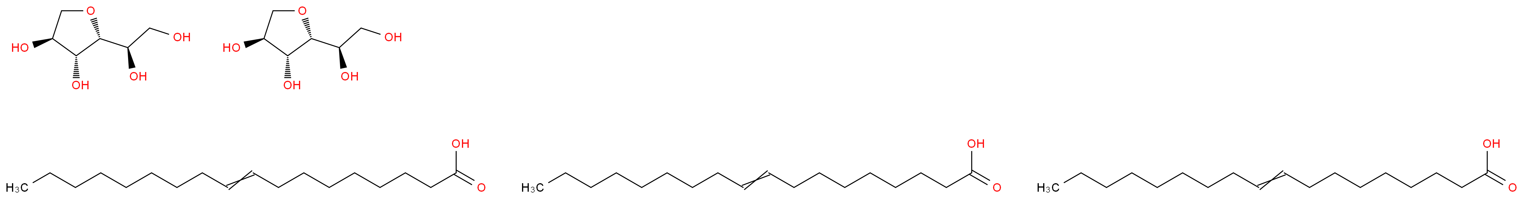 bis((2R,3R,4S)-2-[(1R)-1,2-dihydroxyethyl]oxolane-3,4-diol); tris(octadec-9-enoic acid)_分子结构_CAS_8007-43-0