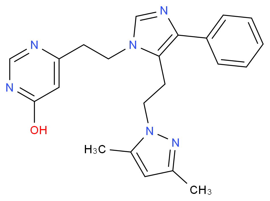 6-(2-{5-[2-(3,5-dimethyl-1H-pyrazol-1-yl)ethyl]-4-phenyl-1H-imidazol-1-yl}ethyl)pyrimidin-4-ol_分子结构_CAS_)