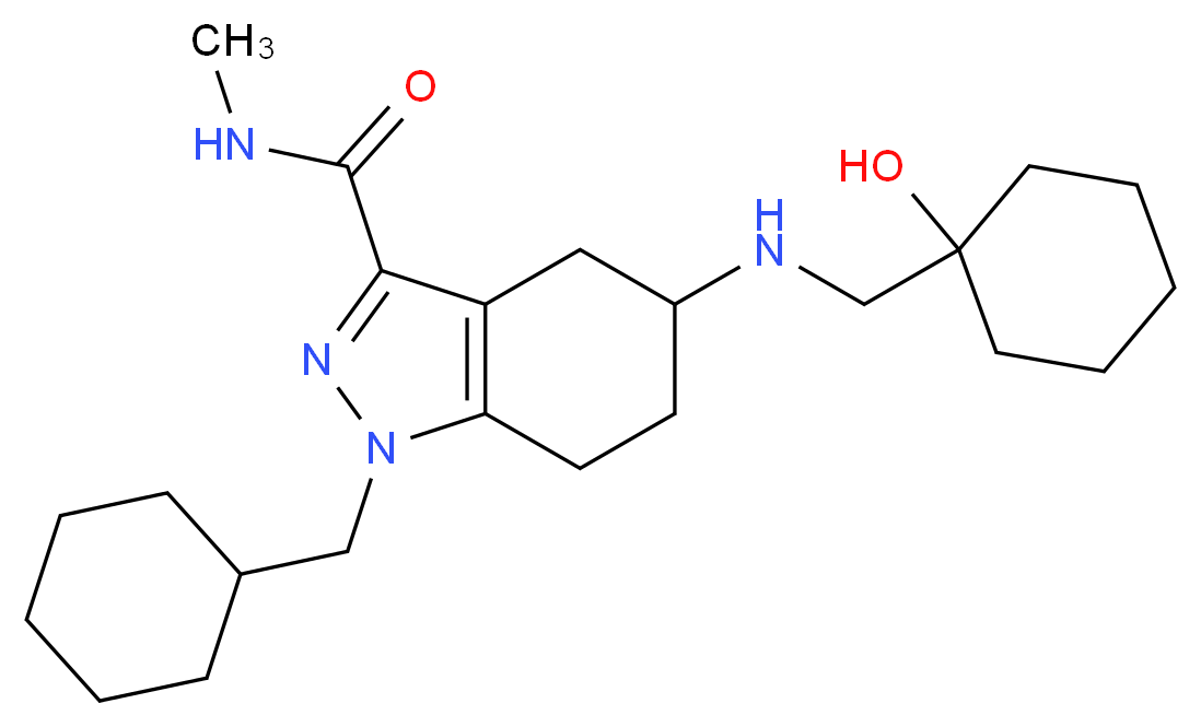 1-(cyclohexylmethyl)-5-{[(1-hydroxycyclohexyl)methyl]amino}-N-methyl-4,5,6,7-tetrahydro-1H-indazole-3-carboxamide_分子结构_CAS_)