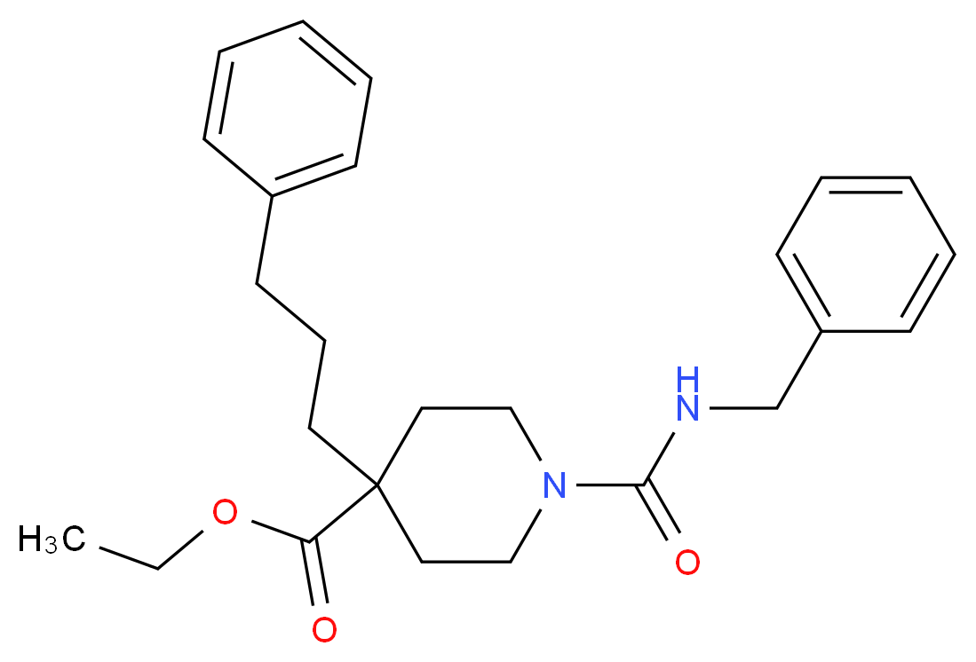 ethyl 1-[(benzylamino)carbonyl]-4-(3-phenylpropyl)-4-piperidinecarboxylate_分子结构_CAS_)