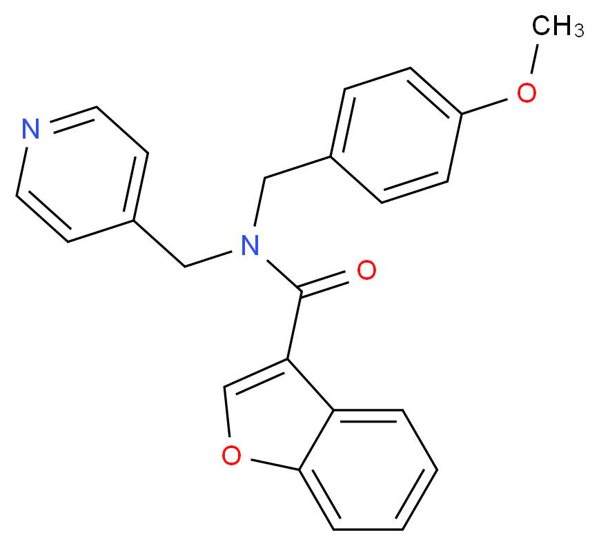 N-(4-methoxybenzyl)-N-(pyridin-4-ylmethyl)-1-benzofuran-3-carboxamide_分子结构_CAS_)