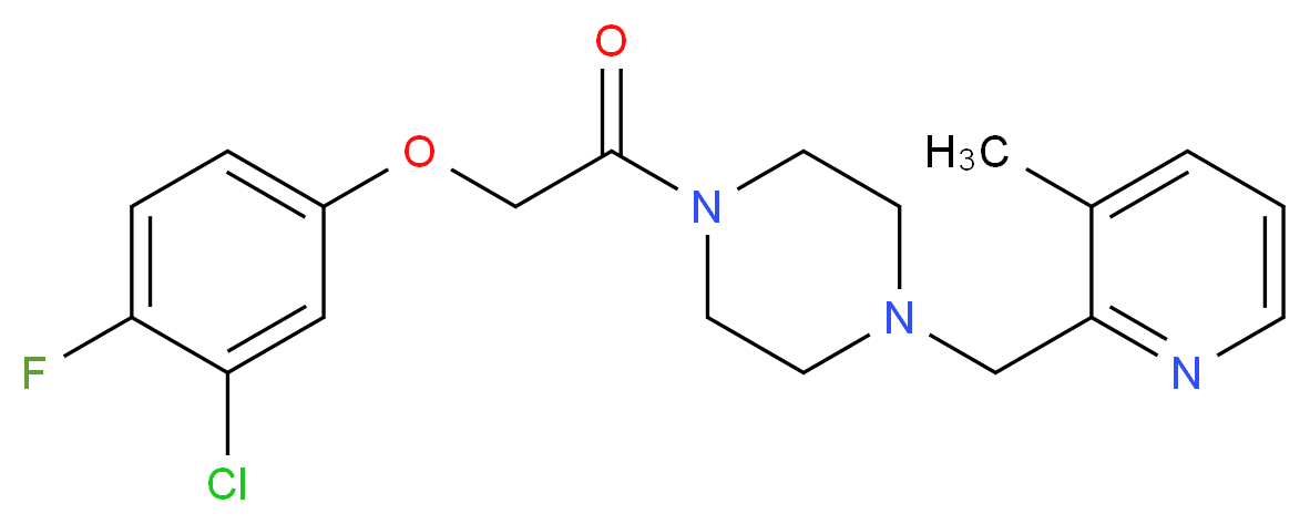 1-[(3-chloro-4-fluorophenoxy)acetyl]-4-[(3-methyl-2-pyridinyl)methyl]piperazine_分子结构_CAS_)