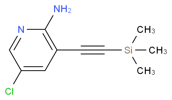 5-Chloro-3-((trimethylsilyl)ethynyl)pyridin-2-amine_分子结构_CAS_866318-90-3)
