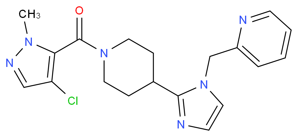 2-[(2-{1-[(4-chloro-1-methyl-1H-pyrazol-5-yl)carbonyl]piperidin-4-yl}-1H-imidazol-1-yl)methyl]pyridine_分子结构_CAS_)