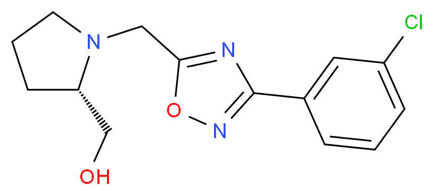 ((2S)-1-{[3-(3-chlorophenyl)-1,2,4-oxadiazol-5-yl]methyl}-2-pyrrolidinyl)methanol_分子结构_CAS_)