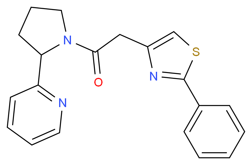 2-{1-[(2-phenyl-1,3-thiazol-4-yl)acetyl]-2-pyrrolidinyl}pyridine_分子结构_CAS_)