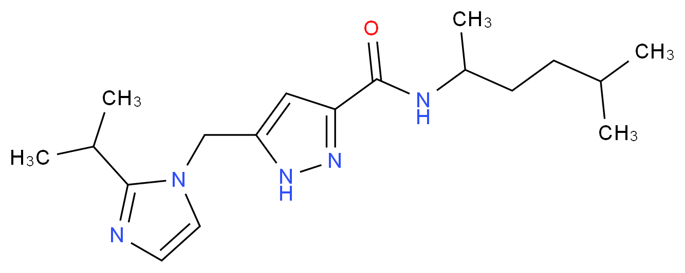 N-(1,4-dimethylpentyl)-5-[(2-isopropyl-1H-imidazol-1-yl)methyl]-1H-pyrazole-3-carboxamide_分子结构_CAS_)